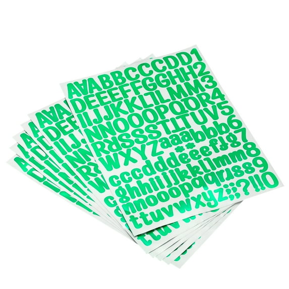 Uxcell Letter Alphabet Number Stickers, Reflective Glitter Green 1 Inch 126 Count/Sheet,8pcs