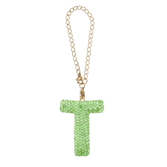 Uxcell Letter Bag Charm Bling Glitter Letter Charm Initial Green T Shape
