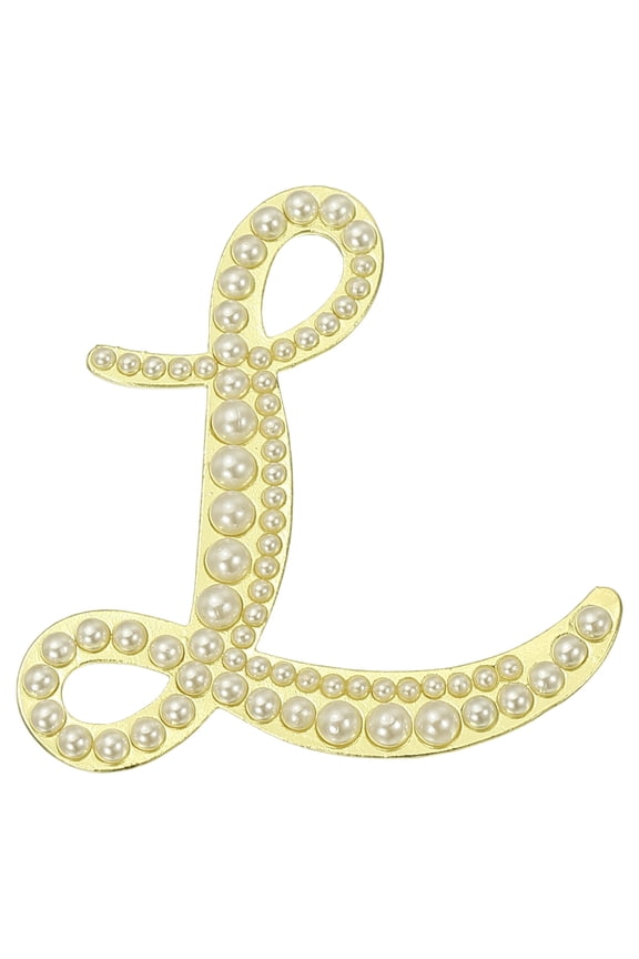 Letter Brooch Pins, Pearl Initial Rhinestone Alphabet L Letter Lapel Badges Pin for Women, Gold Tone