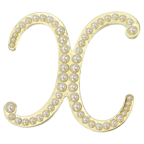 Uxcell Letter Brooch Pins, Pearl Initial Rhinestone Alphabet X Letter Lapel Badges Pin for Women, Gold Tone