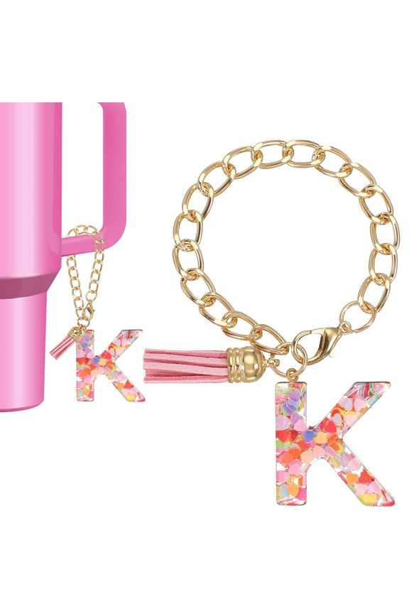 Letter Charm for Stanley Tumbler Cup, Cute Initial Charm for Stanley Tumbler Handle Keychain Personalized Charm Letter K