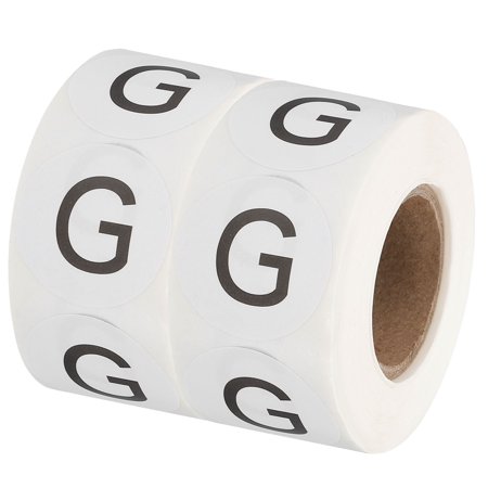 Uxcell Letter G Inventory Labels, 1 Inch Capital Letter Stickers Self Adhesive Round Dots Labels (2Roll/Total 1000Pcs)