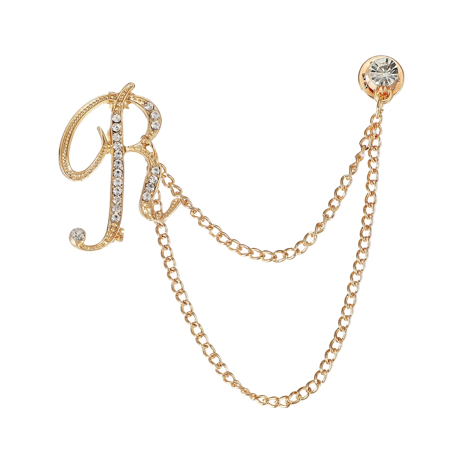 Uxcell Letter Hanging Chain Brooch Suit Pin, Initial Letter R ...