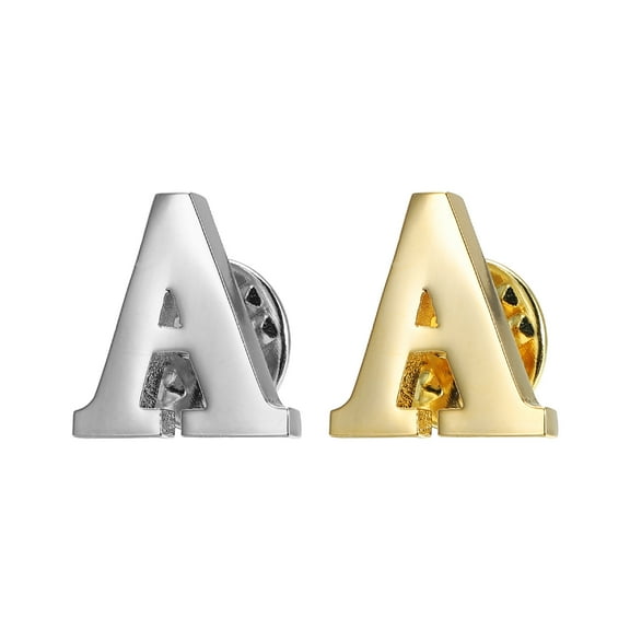 Uxcell Letter Lapel Pins Initial Alphabet Collar Pins Letter Copper Brooch Pins Gold, Silver Letter A