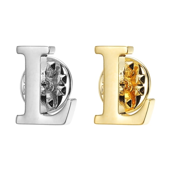Uxcell Letter Lapel Pins Initial Alphabet Collar Pins Letter Copper Brooch Pins Gold, Silver Letter L