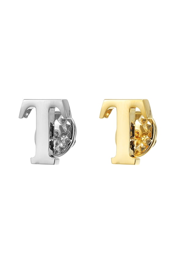Letter Lapel Pins Initial Alphabet Collar Pins Letter Copper Brooch Pins Gold, Silver Letter T