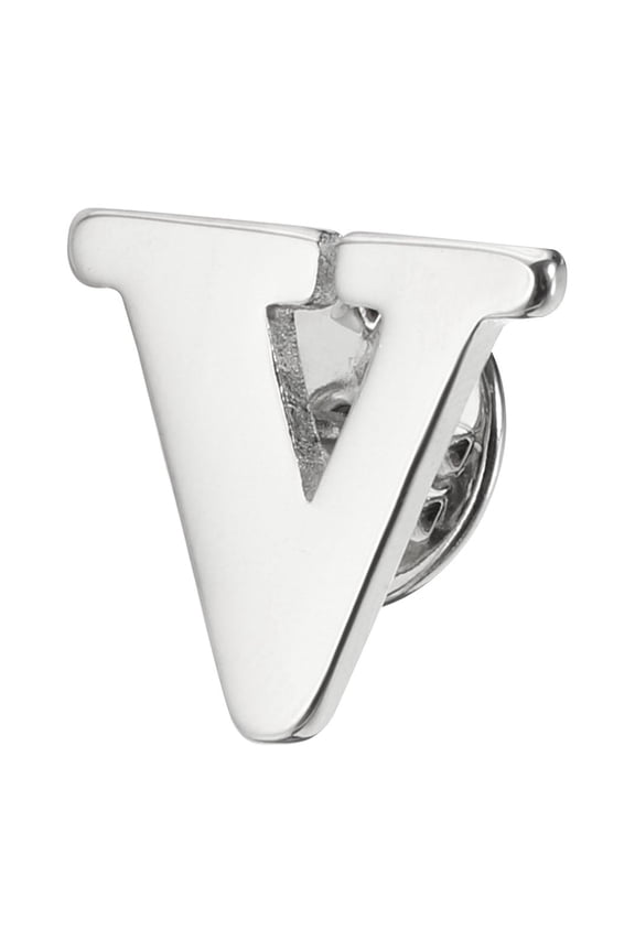 Letter Lapel Pins, Initial Alphabet Collar Pins, Silver Tone, Letter E