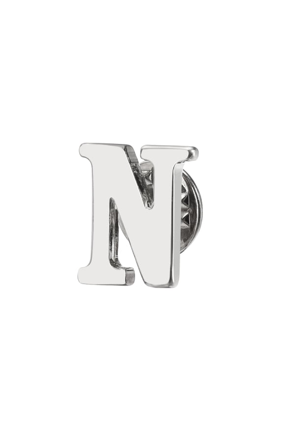Letter Lapel Pins, Initial Alphabet Collar Pins, Silver Tone, Letter M