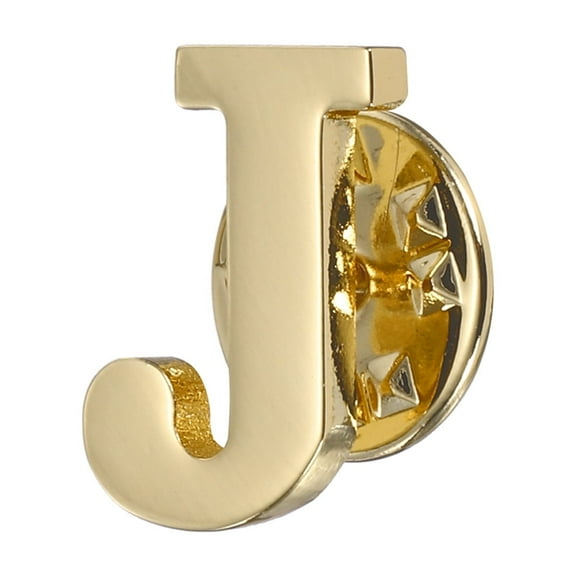 Uxcell Letter Lapel Pins, Initial Alphabet Letter J Collar Pins Brooch for Women Men Shirt Dress Suits, Gold Tone