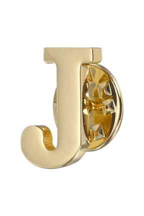 Letter Lapel Pins, Initial Alphabet Letter J Collar Pins Brooch for Women Men Shirt Dress Suits, Gold Tone