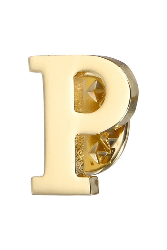 Letter Lapel Pins, Initial Alphabet Letter P Collar Pins Brooch for Women Men Shirt Dress Suits, Gold Tone