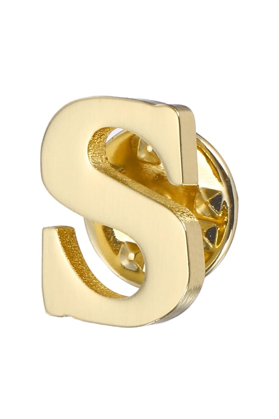 Letter Lapel Pins, Initial Alphabet Letter S Collar Pins Brooch for Women Men Shirt Dress Suits, Gold Tone