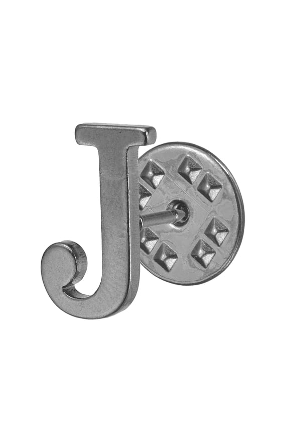 Letter Lapel Pins for Men Women, Initial Alphabet Letter-J Collar Brooch Pins for Shirt Dress Hat Suits Coat Collar, Gunmetal Gray