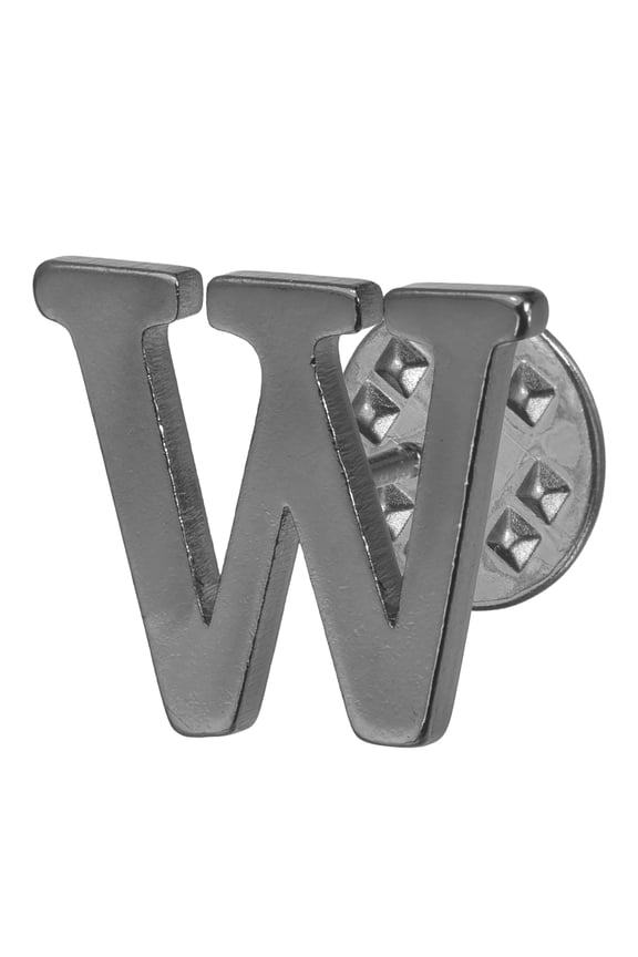 Letter Lapel Pins for Men Women, Initial Alphabet Letter-W Collar Brooch Pins for Shirt Dress Hat Suits Coat Collar, Gunmetal Gray
