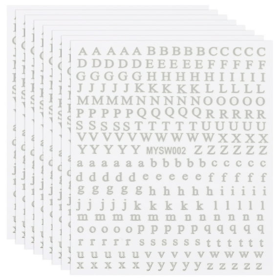 Uxcell Letter Nail Stickers, 3D Self-Adhesive English Letter Nail Decals Small Alphabet Art Stickers Metallic Fluorescence Design Manicure for Women DIY Decor Silver