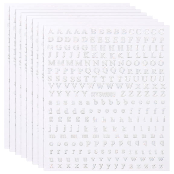 Uxcell Letter Nail Stickers, 3D Self-Adhesive English Letter Nail Decals Small Alphabet Art Stickers Metallic Fluorescence Design Manicure for Women DIY Decor Laser Silver