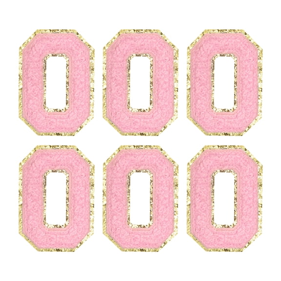 Uxcell Letter O Chenille Letter Patches Self Adhesive Stick on Embroidered Patch for Clothing Repair(Pink, Pack of 6)