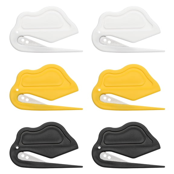 Uxcell Letter Opener Envelope Slitter, 6Pcs Mail Slitter Safe Mail Opener for Women Paper Postal Package Home Office, White/Yellow/Black