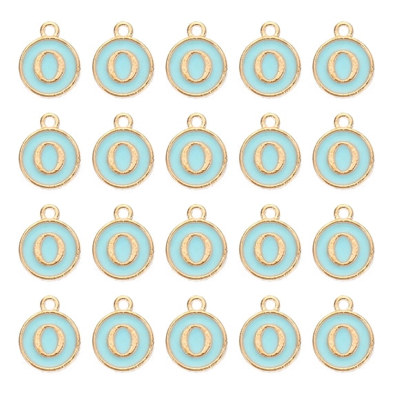 Uxcell Letter Pendants Drops, 50 Pack Character O Alphabet Pendant Double Sided for Jewelry Making DIY, Blue