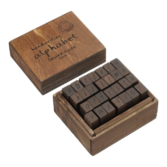 Uxcell Letter Rubber Stamps, 28Pcs 1 Set Lowercase Handwriting Wood Stamp