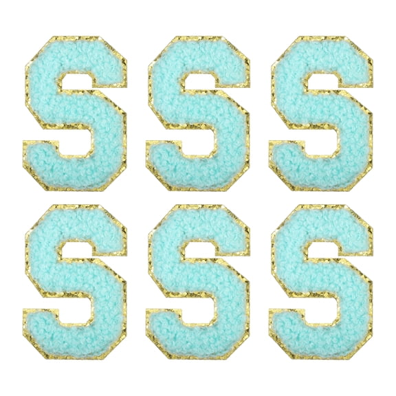 Uxcell Letter S Chenille Letter Patches Self Adhesive Stick on Embroidered Patch for Clothing Repair(Blue, Pack of 6)