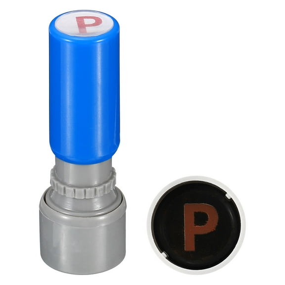 Uxcell Letter Stamps Self Inking Character P Plastic Small Alphabet Stamps Initial Stamp Mini Stamper Set, Blue Shell