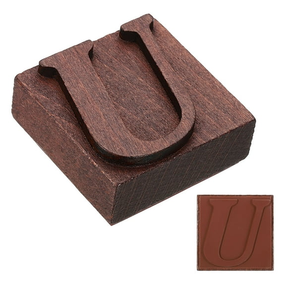 Uxcell Letter Stamps Wood Rubber Stamp Character U Vintage Alphabet Stamps Set Wooden Stamp Stamper, Brown