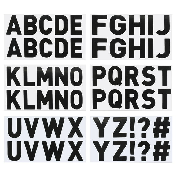 Uxcell Letter Stickers, Self Adhesive Vinyl Large Alphabet Number Stickers for Arts DIY Craft Flash Black 12 Sheets