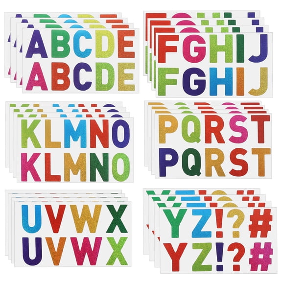Uxcell Letter Stickers, Self Adhesive Vinyl Large Alphabet Number Stickers for Arts DIY Craft Flash Colorful 24Pcs