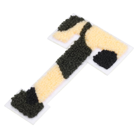 Uxcell Letter T Chenille Stitch Sew On Letter Patch Camouflage White 3.9" Chenille Embroidered Camo Letter Patch
