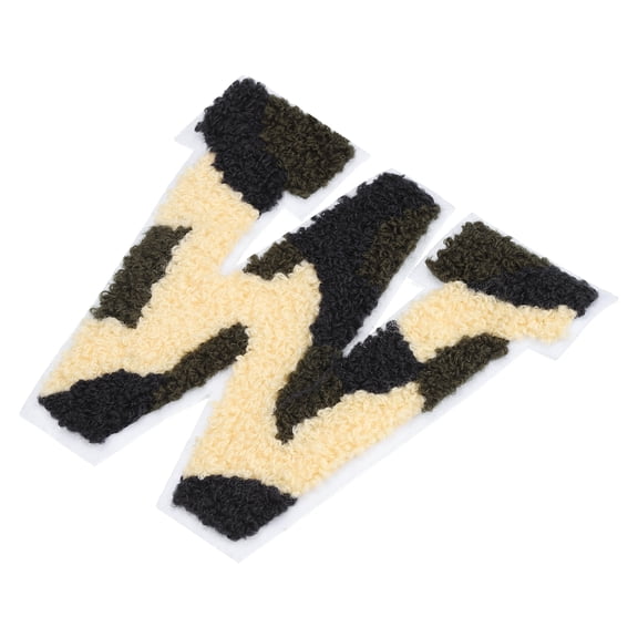 Uxcell Letter W Chenille Stitch Sew On Letter Patch Camouflage White 3.9" Chenille Embroidered Camo Letter Patch