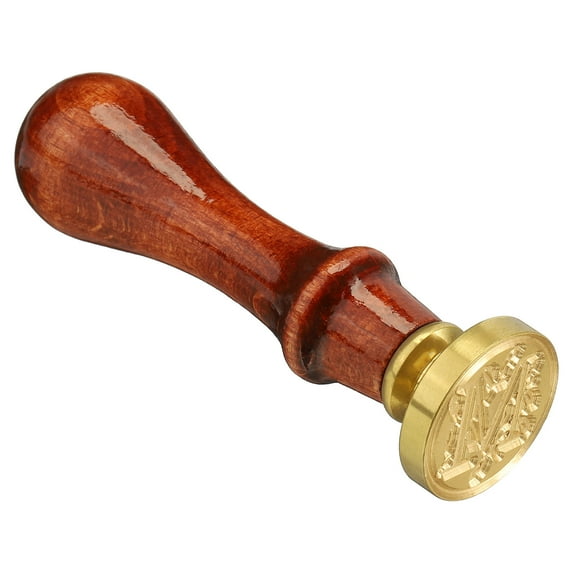 Uxcell Letter Wax Seal Stamp Alphabet M Wooden Handle 3.46 inch Height Removable Brass Head Classic