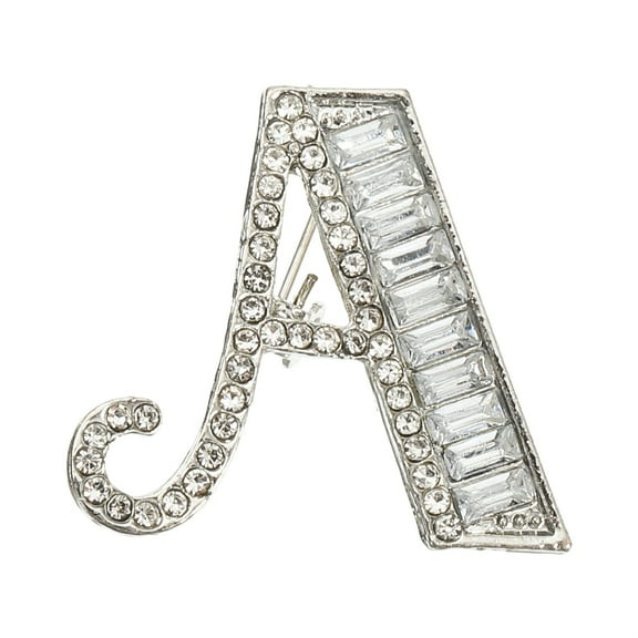 Uxcell Letters Brooch Pins, Letter Initial Rhinestone Brooch Metal Broaches Pins for Women Men Breastpin Gifts Jewelry Letter A