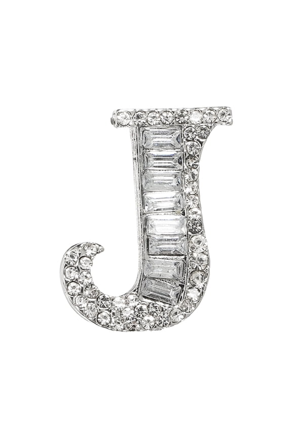 Letters Brooch Pins, Letter Initial Rhinestone Brooch Metal Broaches Pins for Women Men Breastpin Gifts Jewelry Letter J