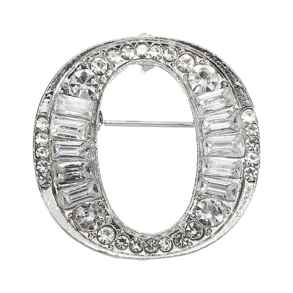 Uxcell Letters Brooch Pins, Letter Initial Rhinestone Brooch Metal Broaches Pins for Women Men Breastpin Gifts Jewelry Letter O