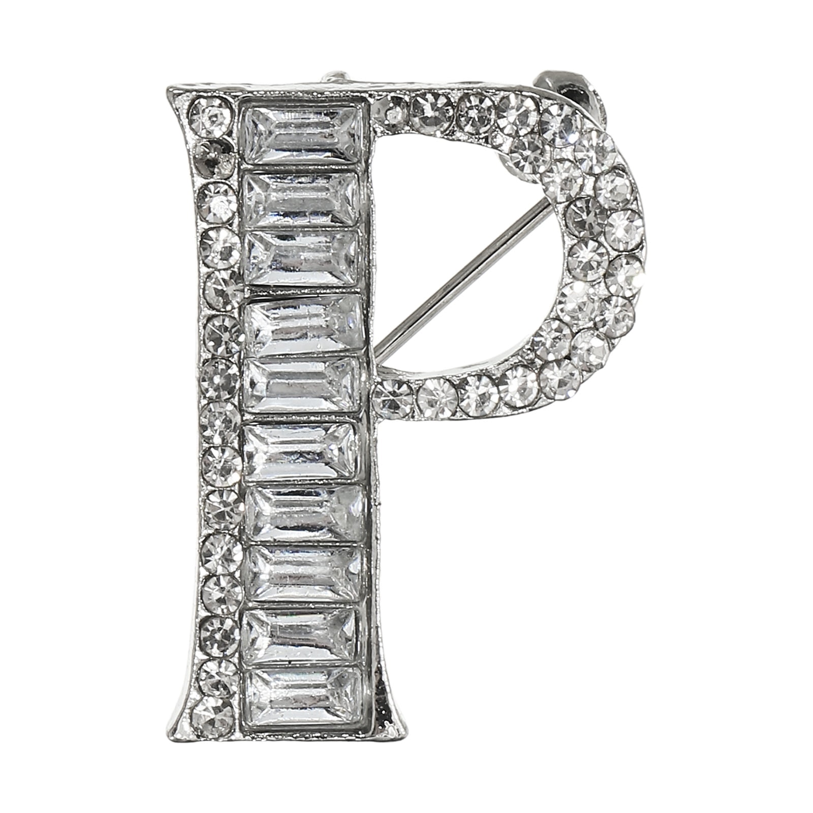 Uxcell Letters Brooch Pins, Letter Initial Rhinestone Brooch Metal ...