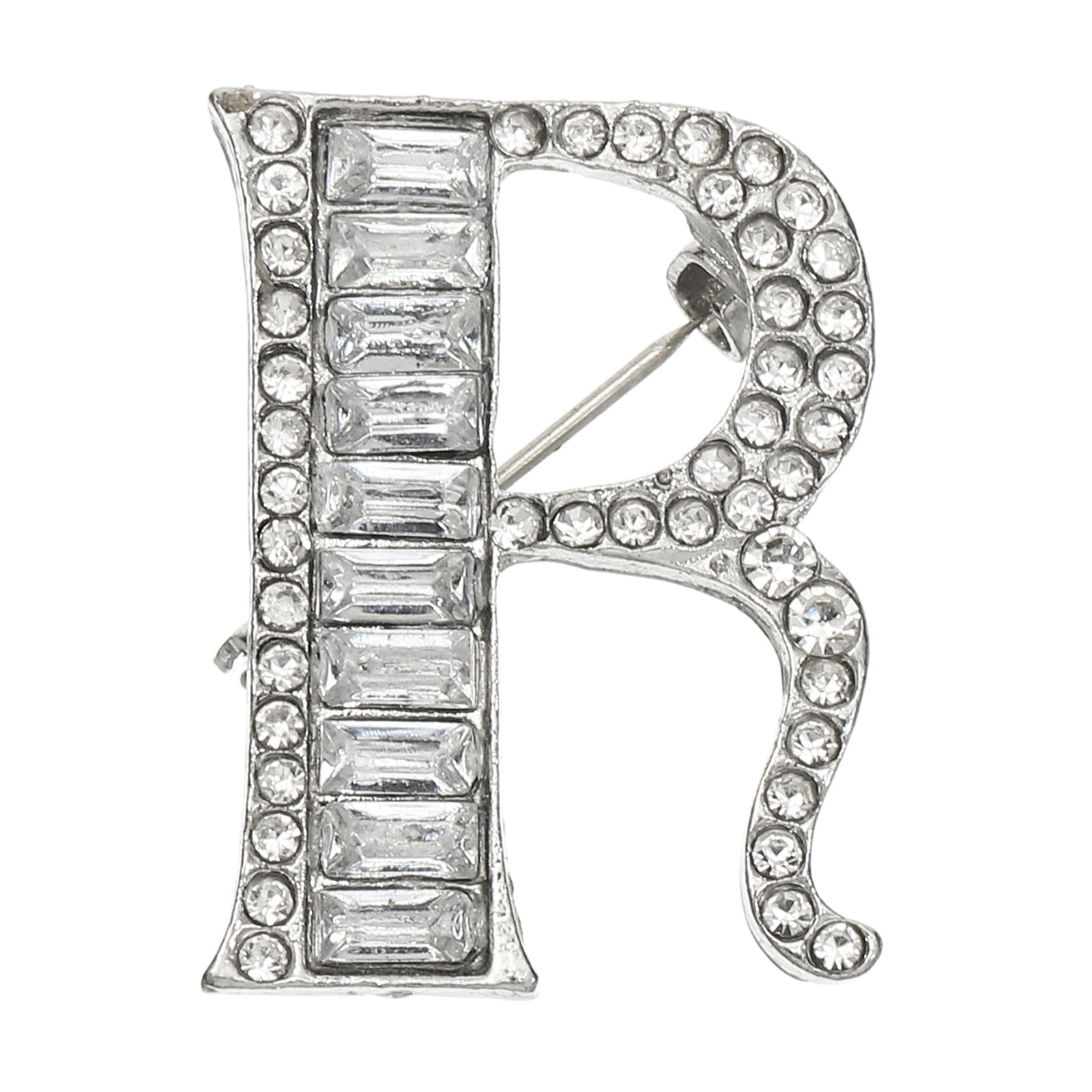 Uxcell Letters Brooch Pins, Letter Initial Rhinestone Brooch Metal ...
