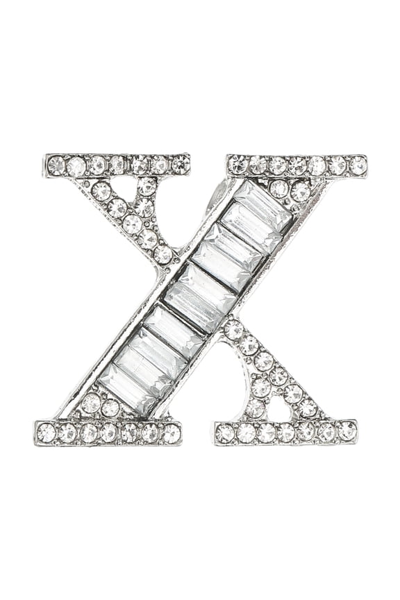 Letters Brooch Pins, Letter Initial Rhinestone Brooch Metal Broaches Pins for Women Men Breastpin Gifts Jewelry Letter X