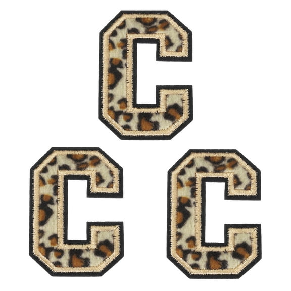 Uxcell Letters C Patches Leopard Iron-On Letters C Patch 6CM/2.36" Hot Melt Adhesive Process for Clothing Repair 3PCS