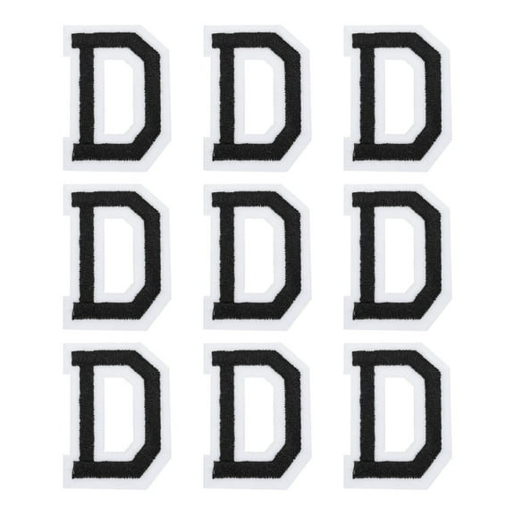 Uxcell Letters D Patches Black Iron-On Letters D Patch Sew Sew Embroidered Applique Patches for Clothing ,Pack of 9