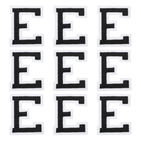 Uxcell Letters E Patches Black Iron-On Letters E Patch Sew Sew Embroidered Applique Patches for Clothing ,Pack of 9