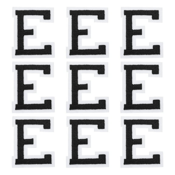 Uxcell Letters E Patches Black Iron-On Letters E Patch Sew Sew Embroidered Applique Patches for Clothing ,Pack of 9