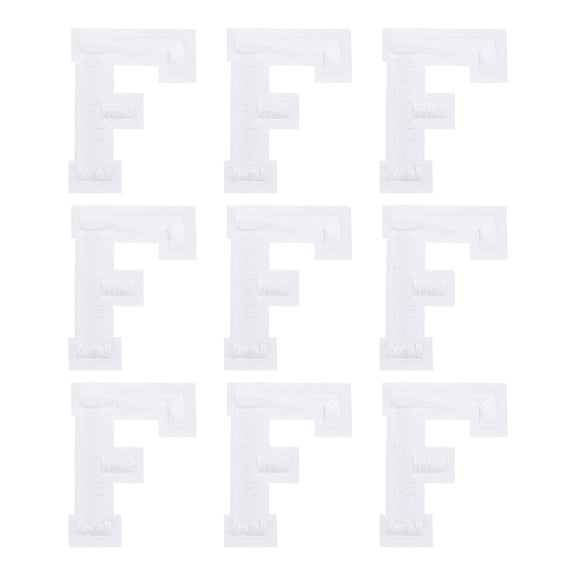 Uxcell Letters F Patches White Iron-On Letters F Patch Sew Sew Embroidered Applique Patches for Clothing ,Pack of 9