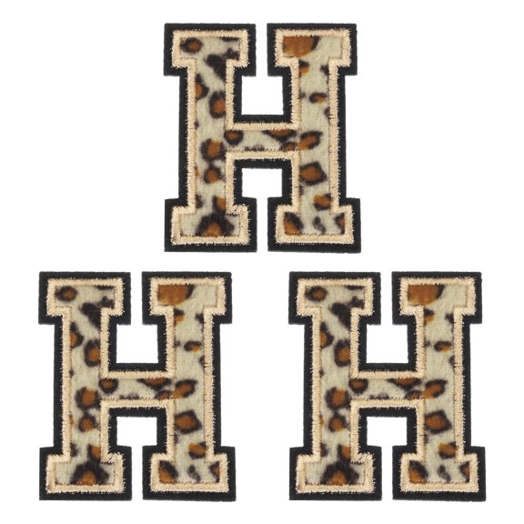 Uxcell Letters H Patches Leopard Iron-On Letters H Patch 6CM/2.36" Hot Melt Adhesive Process for Clothing Repair 3PCS