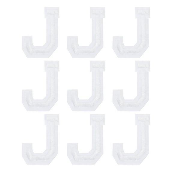 Uxcell Letters J Patches White Iron-On Letters J Patch Sew Sew Embroidered Applique Patches for Clothing ,Pack of 9