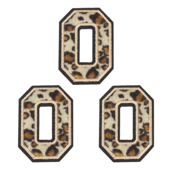 Uxcell Letters O Patches Leopard Iron-On Letters O Patch 6CM/2.36" Hot Melt Adhesive Process for Clothing Repair 3PCS