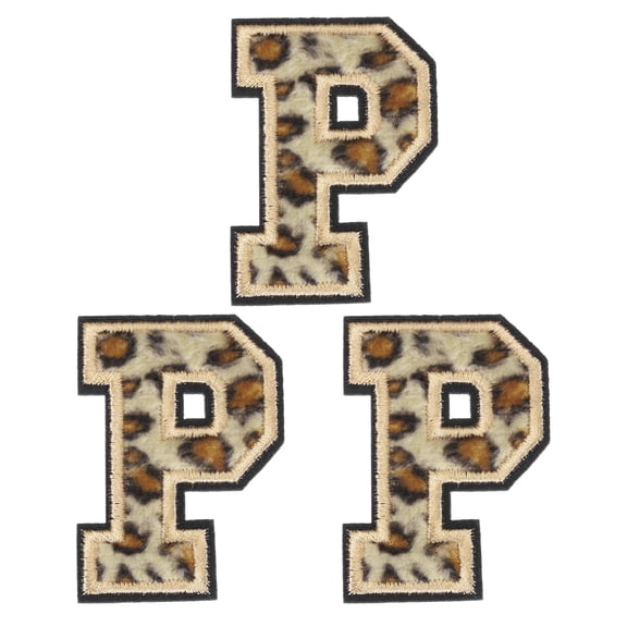 Uxcell Letters P Patches Leopard Iron-On Letters P Patch 6CM/2.36" Hot Melt Adhesive Process for Clothing Repair 3PCS