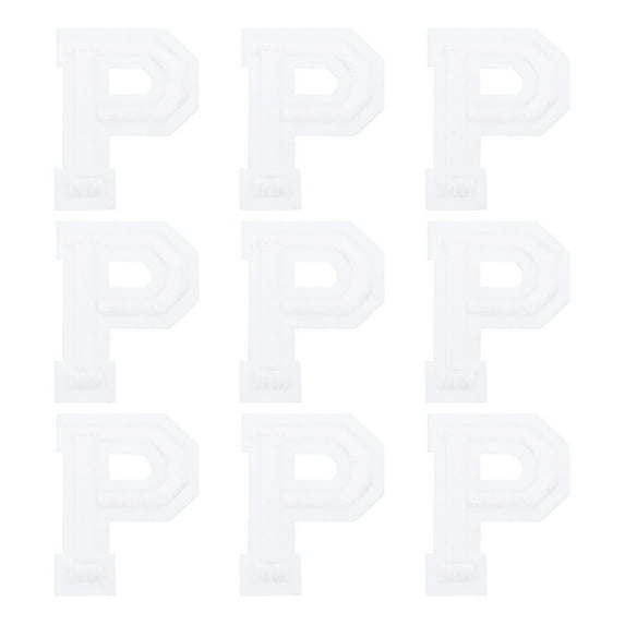 Uxcell Letters P Patches White Iron-On Letters P Patch Sew Sew Embroidered Applique Patches for Clothing ,Pack of 9