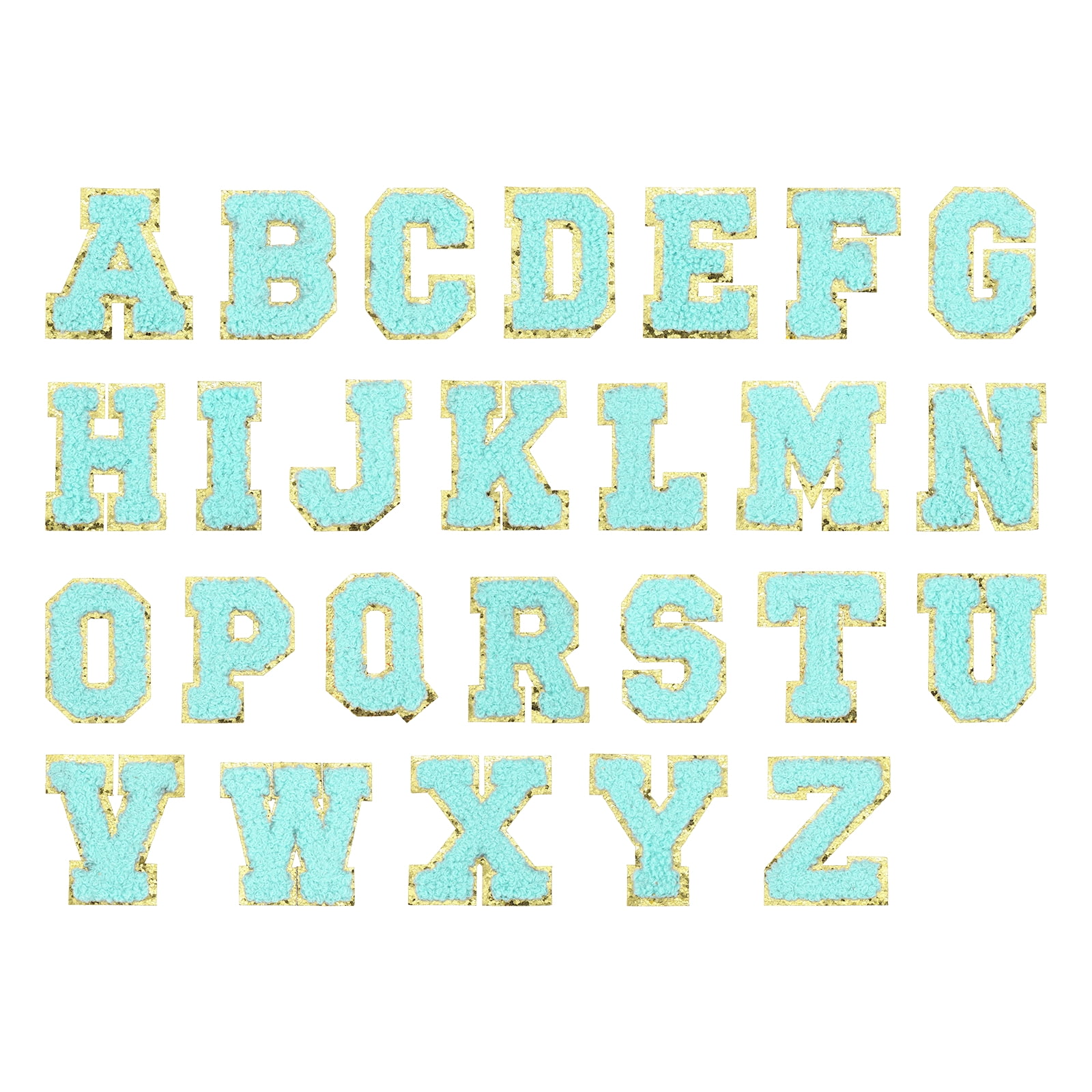Uxcell Letters Patches, 104 Pcs Initial Letter A-Z Iron on Patch Embroidered Fabric Alphabet Stickers for Clothes Hats Makeup Bags DIY, Blue