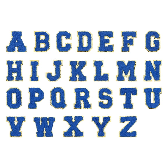 Uxcell Letters Patches, 104 Pcs Initial Letter A-Z Iron on Patch Embroidered Fabric Alphabet Stickers for Clothes Hats Makeup Bags DIY, Dark Blue
